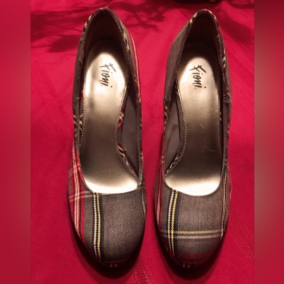 Plaid Fiona Pumps High Heels size 8.5 Plaid Purse Red Black White - Picture 10 of 13
